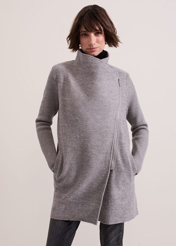 Phase Eight Byanca Zip Knitwear Grey Canada | AXWCFG-798